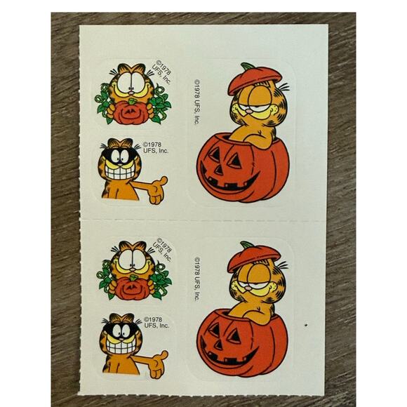 Vintage 80s Teachers Halloween Stickers Lot Reward Incentive Garfield Pumpkins - Picture 5 of 11
